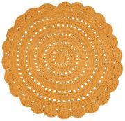 Tapis Alma tricoté main en coton coloris jaune mangue rond Ø120 - Nattiot