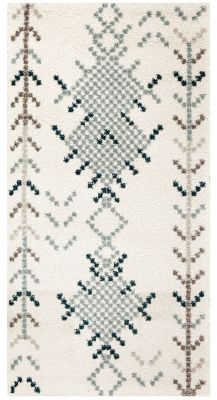 Tapis Anise en polypropylène motifs berbères écru et bleu 80x150 - Nattiot