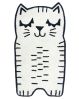 Tapis Charlie en coton forme et motif chat blanc rayures noires 80x150