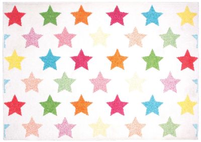 Tapis Holly en polypropylène étoiles multicolores sur fond blanc 120x170 - Nattiot