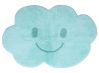 Tapis Nimbus en coton forme nuage sourire coloris bleu 75x115