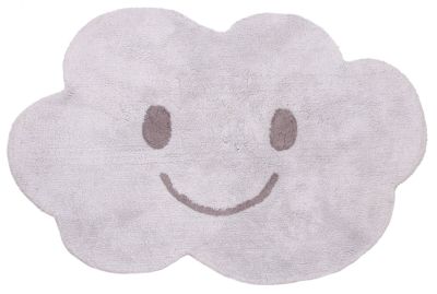 Tapis Nimbus en coton forme nuage sourire coloris gris 75x115 - Nattiot
