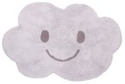 Tapis Nimbus en coton forme nuage sourire coloris gris 75x115 - Nattiot