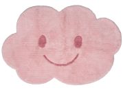 Tapis Nimbus en coton forme nuage sourire coloris rose 75x115 - Nattiot