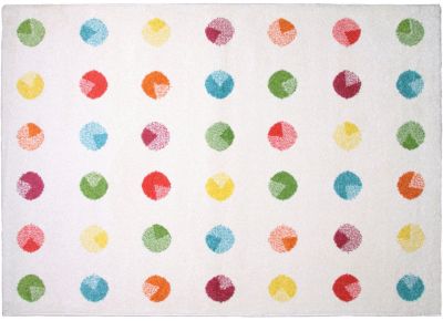Tapis Noida en polypropylène pois multicolores sur fond blanc 120x170 - Nattiot