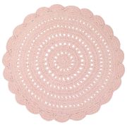 Tapis enfant Alma crocheté main en coton rose blush Ø120 - Nattiot