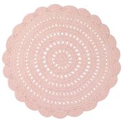 Tapis enfant Alma crocheté main en coton rose blush Ø120 - Nattiot