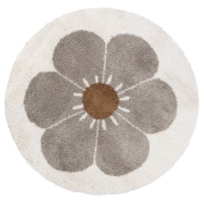 Tapis enfant Bohemian Daisy polypropylène taupe rond Ø120 - Nattiot