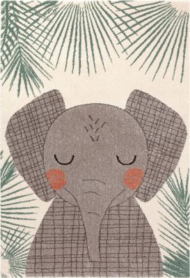Tapis enfant Junko en polypropyène motif éléphant forêt 120x170 - Nattiot