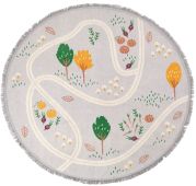 Tapis enfant Little Garden coton parcours jardin et arbres rond Ø120 - Nattiot