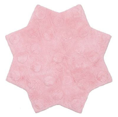Tapis enfant Little Stella coton forme étoile pois en relief rose rond Ø90 - Nattiot