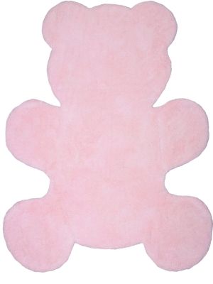 Tapis enfant Little Teddy coton forme ourson rose pastel 80x100 - Nattiot