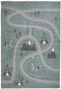 Tapis enfant Little Western motifs route chevaux village indien 100x140 - Nattiot