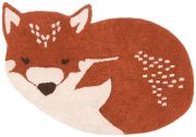 Tapis enfant Little Wolf coton renard roux endormi 70x110 - Nattiot