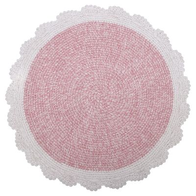 Tapis enfant Matilda crocheté main en coton coloris naturel/rose rond Ø120 - Nattiot