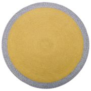 Tapis enfant Nolan tressé main laine mélangée coloris curcuma/lin rond Ø120 - Nattiot