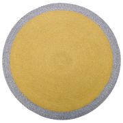 Tapis enfant Nolan tressé main laine mélangée coloris curcuma/lin rond Ø120 - Nattiot