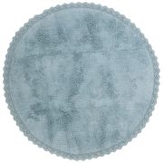 Tapis enfant Perla crocheté main en coton finition crochet bleu Ø110 - Nattiot