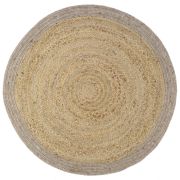 Tapis enfant Yhuki tressé main en coton/laine/jute taupe Ø110 - Nattiot