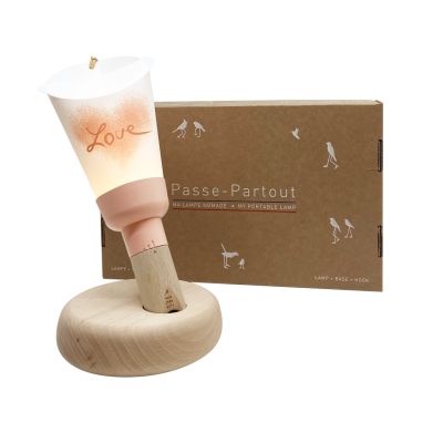 Coffret Lampe Nomade Sweet Love base rose poudré - Maison Polochon