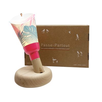 Coffret Lampe Nomade Tropical Mood base rose framboise - Maison Polochon