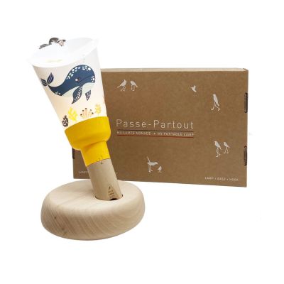 Coffret Lampe Nomade enfant Baleine Rêveuse base jaune - Maison Polochon