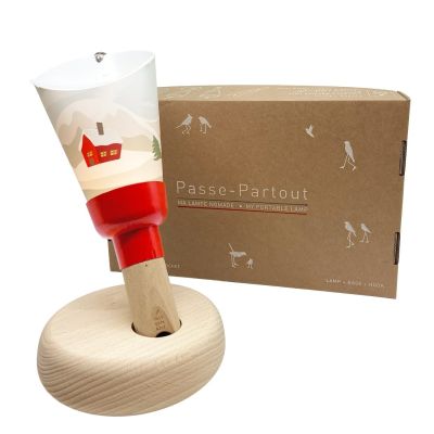 Coffret Lampe Nomade enfant Chalet Enneigé base rouge - Maison Polochon