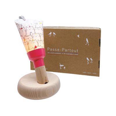 Coffret Lampe Nomade enfant Chat Alors base rose - Maison Polochon