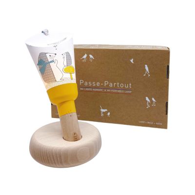 Coffret Lampe Nomade enfant Hérisson Family base jaune - Maison Polochon