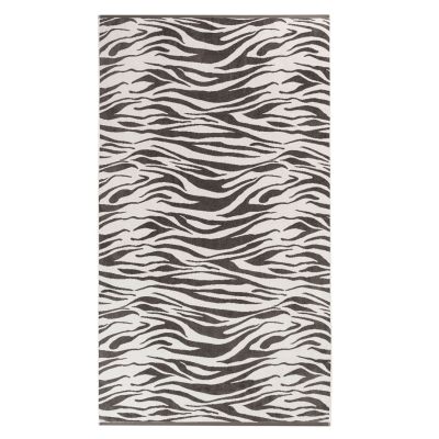 Drap de plage Zèbre en coton gris/blanc 100x180 - Drouault