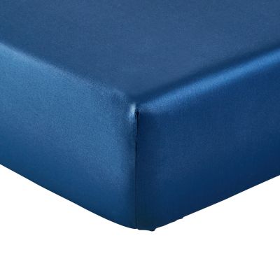 Drap housse Songe en satin de coton bleu 140x190 - Drouault