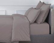 Housse de couette Pure White en percale de coton lavée cocoa 240x220 - Drouault