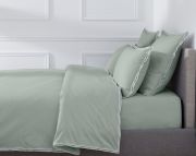 Housse de couette Pure White en percale de coton lavée light green 240x220 - Drouault