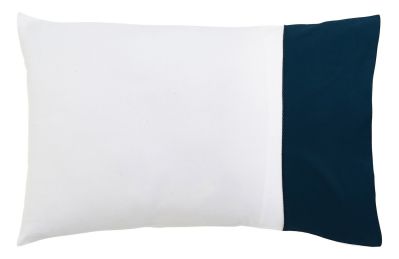 Taie d'oreiller Clair obscur en satin de coton blanc/bleu 50x75 - Drouault