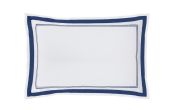 Taie d'oreiller brodée Privilège en satin de coton blanc/bleu 50x75 - Drouault