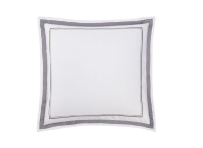 Taie d'oreiller brodée Privilège en satin de coton blanc/gris 65x65 - Drouault