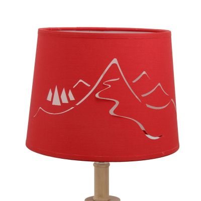Abat-jour cylindrique en coton motif montagne rouge Ø20cm - Créations Léonie’s France