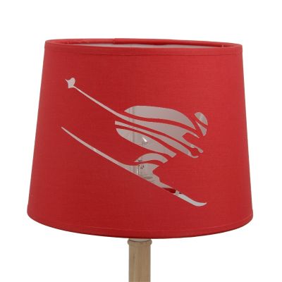 Abat-jour cylindrique en coton motif skieur rouge Ø20cm - Créations Léonie’s France