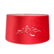 Abat-jour cylindrique en velours rouge motif montagne Ø40 - Créations Léonie’s France