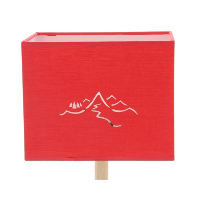 Abat-jour rectangulaire en coton rouge motif montagne 16x20 - Créations Léonie’s France