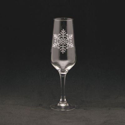 Flûte à champagne en verre trempé motif flocons 17cl - Créations Léonie’s France
