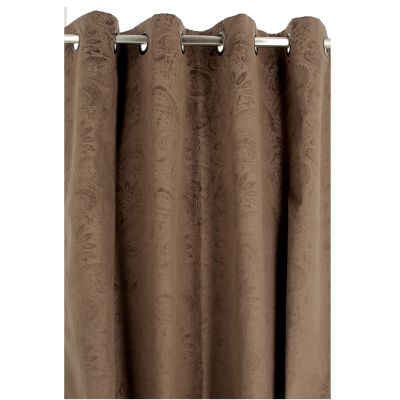 Rideau damassé en polyester brun 140x250 - Créations Léonie’s France