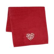 Serviette New Coeur en coton coloris rouge 50x90 - Créations Léonie’s France