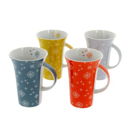 Set 4 mugs Neo en porcelaine motif flocons - Créations Léonie’s France
