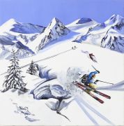 Tableau imprimé ski fun 60x60 - Créations Léonie’s France