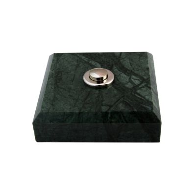 Bouton sonnette filaire carré chrome en marbre vert - Sonnette déco