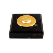 Bouton sonnette filaire carré en marbre noir collerette laiton - Sonnette déco