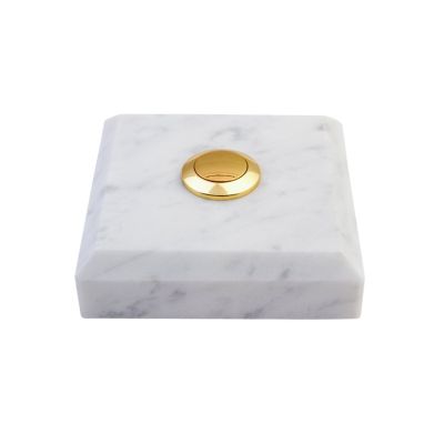 Bouton sonnette filaire carré laiton en marbre blanc - Sonnette déco