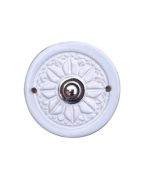 Bouton sonnette filaire rond chrome en céramique blanc - Sonnette déco