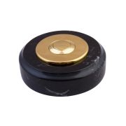 Bouton sonnette filaire rond en marbre noir collerette laiton - Sonnette déco